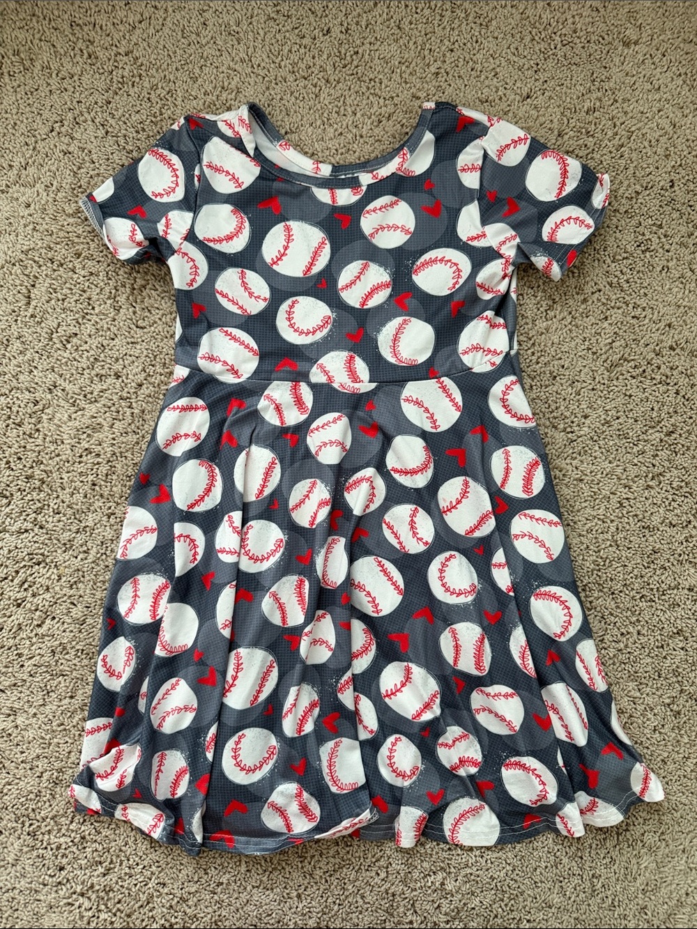 Amazon Girls Baseball Print Short Sleeve Dress for Girls size 5-6